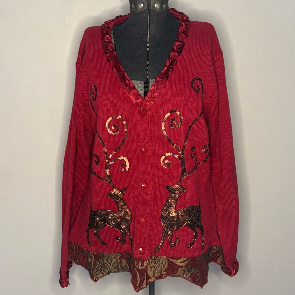 ♥️J Two New York♥️ Vintage Sequin Reindeer Sweater